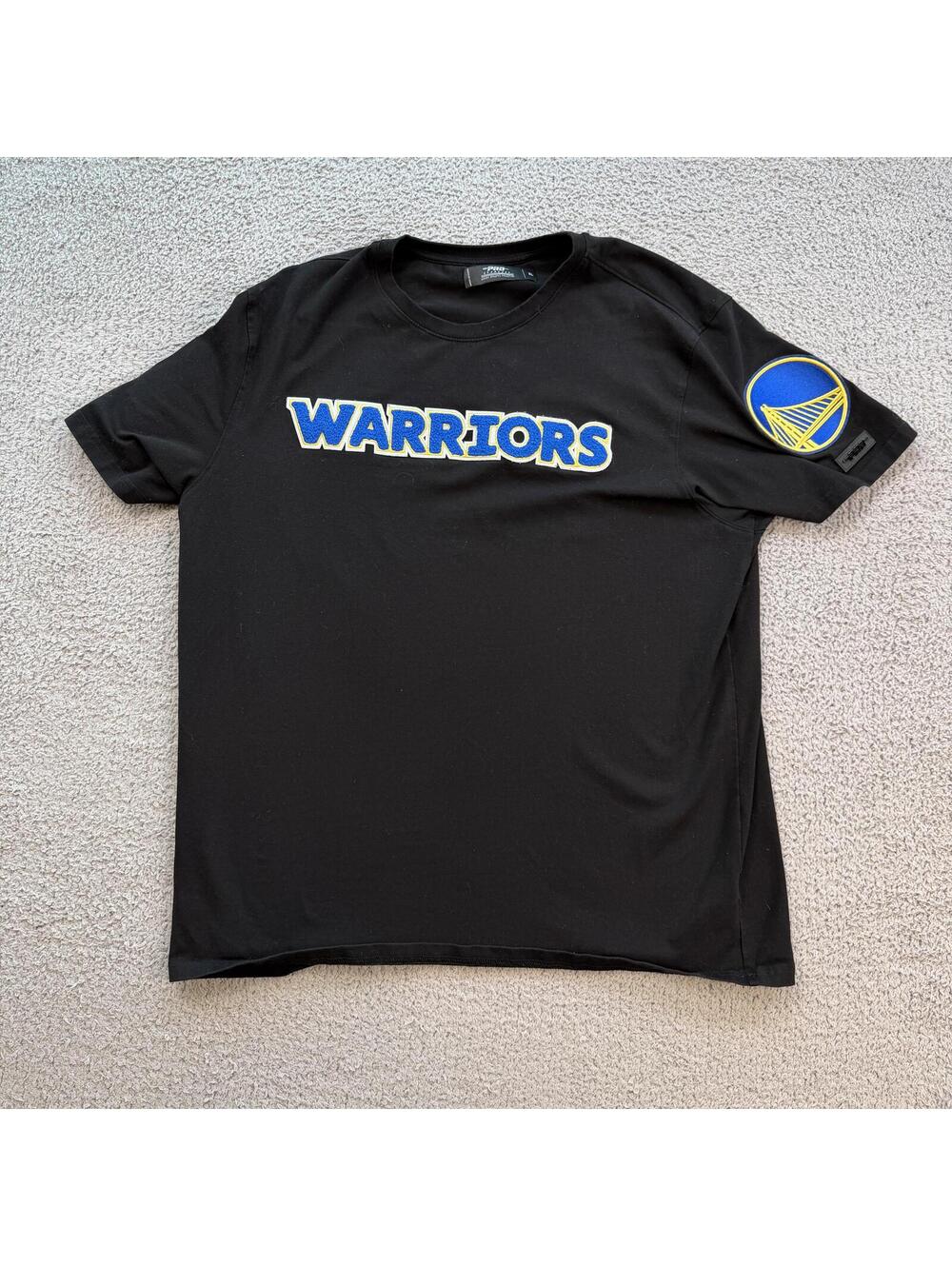 Golden State Warriors PRO Standard Chenille Logo T-Shirt Black XL NBA Streetwear